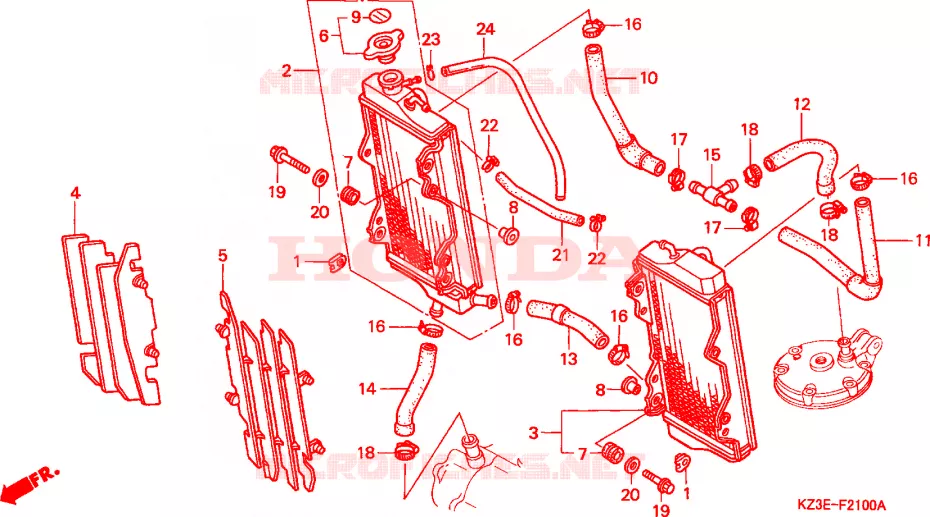 RADIATEUR Honda MOTO 250 CR 2000  CR250RY