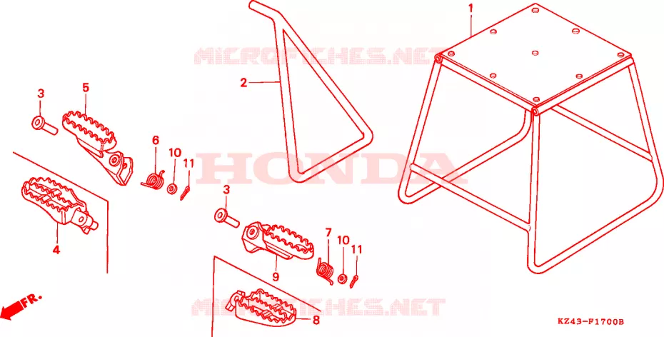 BEQUILLE - REPOSE PIEDS Honda MOTO 125 CR 1996  CR125RT