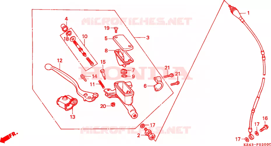 MAITRE-CYLINDRE FREIN AV.(1) Honda MOTO 125 CR 1990  CR125RL