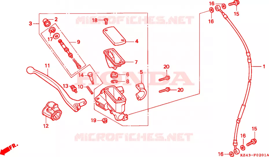 MAITRE-CYLINDRE FREIN AV.(2) Honda MOTO 125 CR 1995  CR125RS