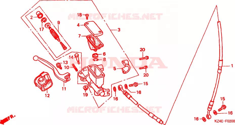 MAITRE CYLINDRE DE FREIN AVANT Honda MOTO 125 CR 2000  CR125RY