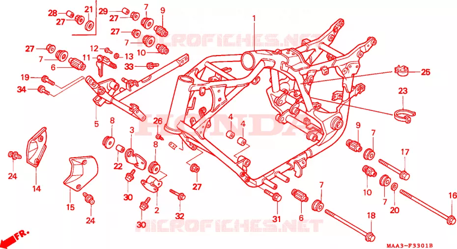 CADRE (VT1100C2) Honda MOTO 1100 SHADOW 1996  VT1100C2T