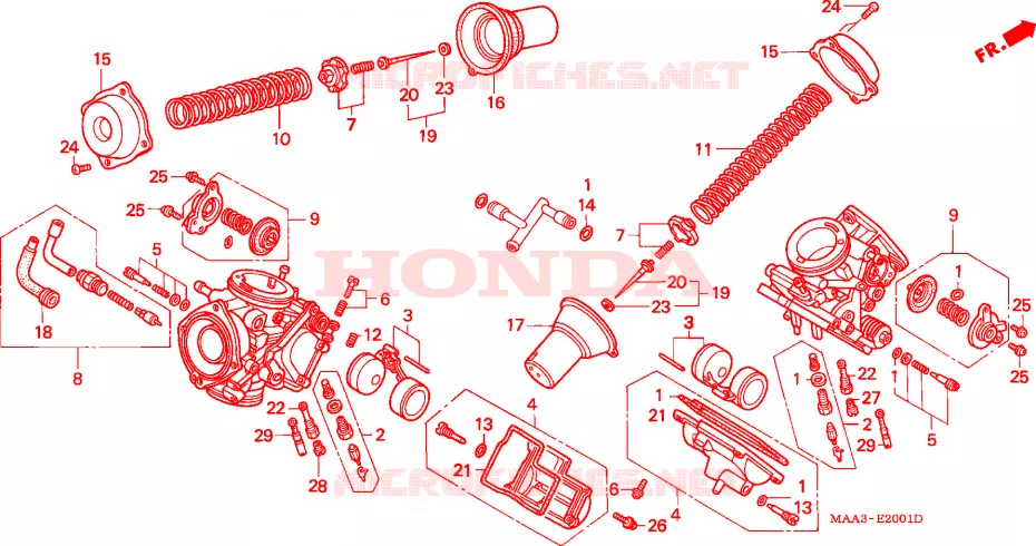 CARBURATEUR (PIECES CONSTITUTIVES) Honda MOTO 1100 SHADOW 1996  VT1100CT
