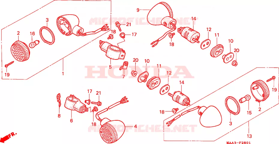 CLIGNOTANT(VT1100CV/CW/C2) Honda MOTO 1100 SHADOW 1995  VT1100C2S