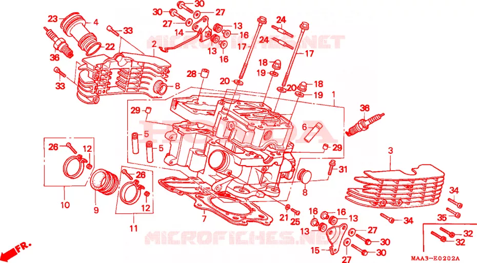 CULASSE(ARRIERE) (VT1100CS/CT) Honda MOTO 1100 SHADOW 1995  VT1100CS