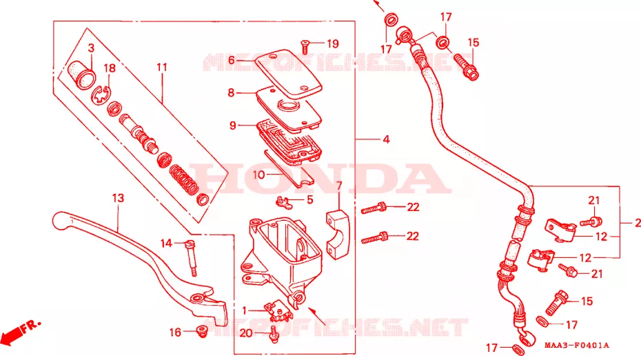 MAITRE-CYLINDRE FREIN AV.(VT1100CV/CW/C2) Honda MOTO 1100 SHADOW 1998  VT1100C22W