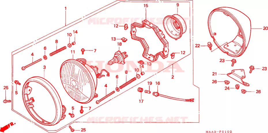 PHARE (VT1100C2) Honda MOTO 1100 SHADOW 1997  VT1100C2V
