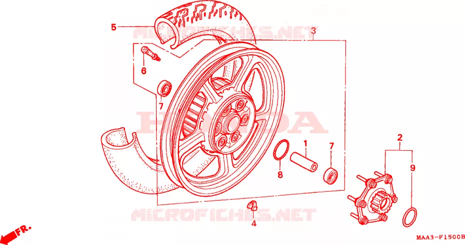 ROUE ARRIERE(VT1100C) Honda MOTO 1100 SHADOW 1995  VT1100CS