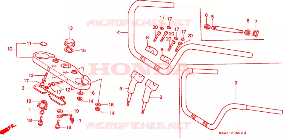 TUYAU DE GUIDON/PONT SUPERIEUR  Honda MOTO 1100 SHADOW 1995  VT1100CS
