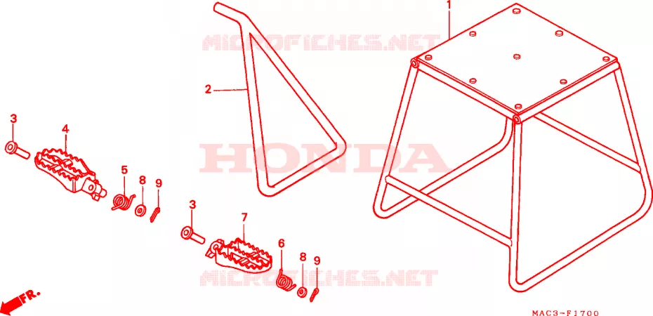 BEQUILLE - REPOSE PIEDS Honda MOTO 500 CR 1999  CR500RX