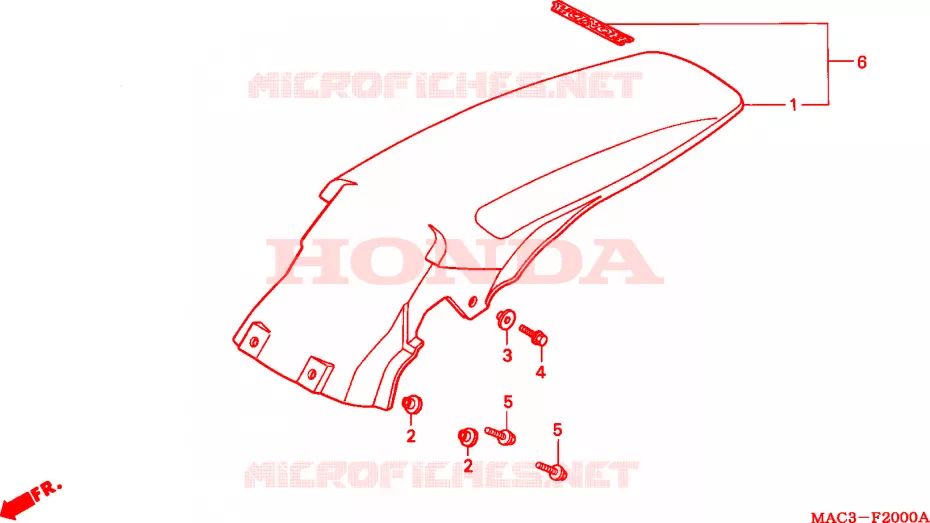 GARDE-BOUE ARRIERE Honda MOTO 500 CR 2001  CR500R1