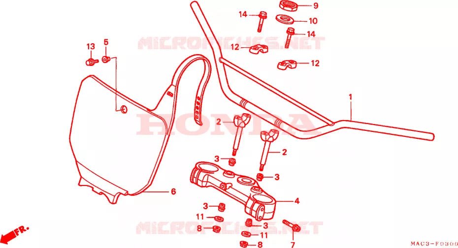 GUIDON - TE DE FOURCHE Honda MOTO 500 CR 1999  CR500RX