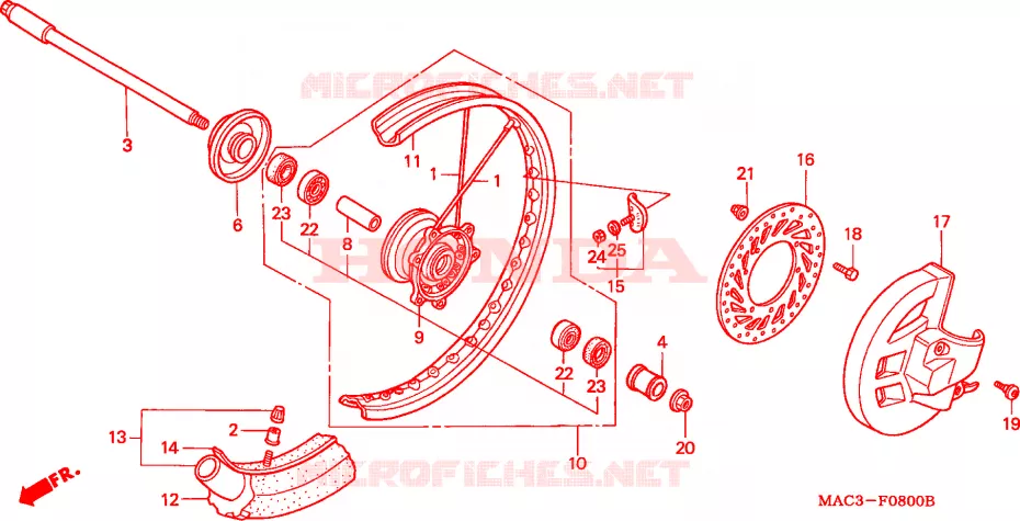 ROUE AVANT Honda MOTO 500 CR 2001  CR500R1