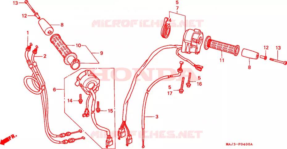 COMMODO - LEVIER - CABLE Honda MOTO 1100 PAN-EUROPEAN 1995  ST1100AS