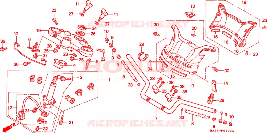 GUIDON - TE DE FOURCHE Honda MOTO 1100 PAN-EUROPEAN 1998  ST1100AW