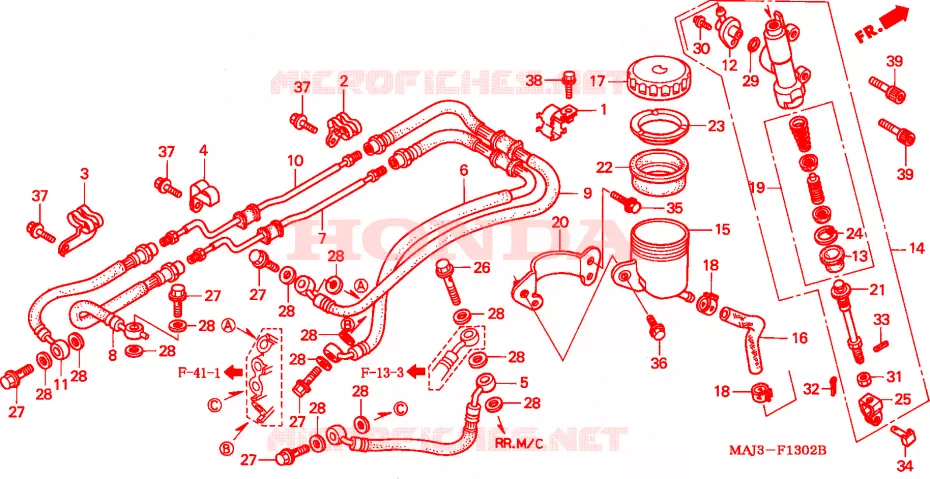 MAITRE-CYLINDRE FREIN AR. CYLINDRE(ST1100AT/AV/AW) Honda MOTO 1100 PAN-EUROPEAN 1998  ST1100AW