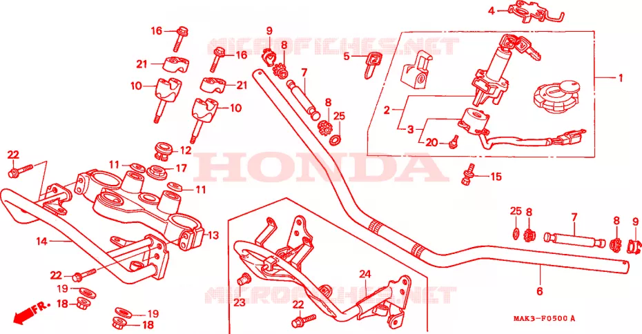 GUIDON - TE DE FOURCHE Honda MOTO 650 FX 2000  FX650Y