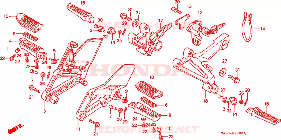 REPOSE PIED Honda MOTO 600 CBR 1998  CBR600SEW