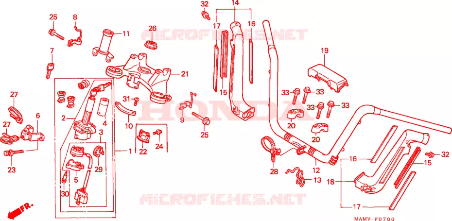 GUIDON - TE DE FOURCHE Honda MOTO 1500 GOLD-WING 2000  GL1500SEY