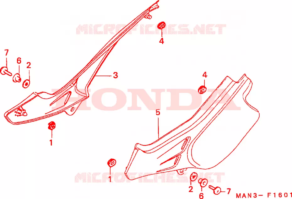 COUVERCLE LATERAL(2) Honda MOTO 650 NX 1998  NX650W