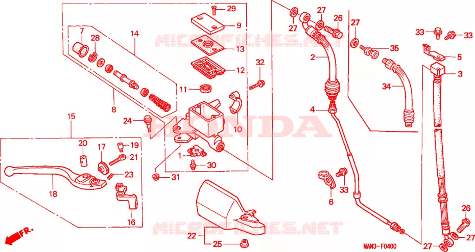 MAITRE-CYLINDRE FREIN AV.(1) Honda MOTO 650 NX 1995  NX650S