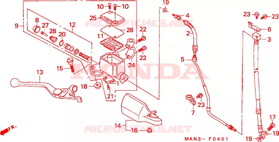 MAITRE-CYLINDRE FREIN AV.(2) Honda MOTO 650 NX 1998  NX650W