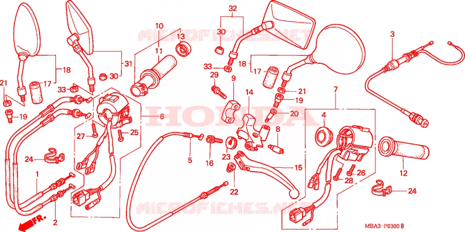COMMODO - LEVIER - CABLE Honda MOTO 750 SHADOW 1997  VT750CV