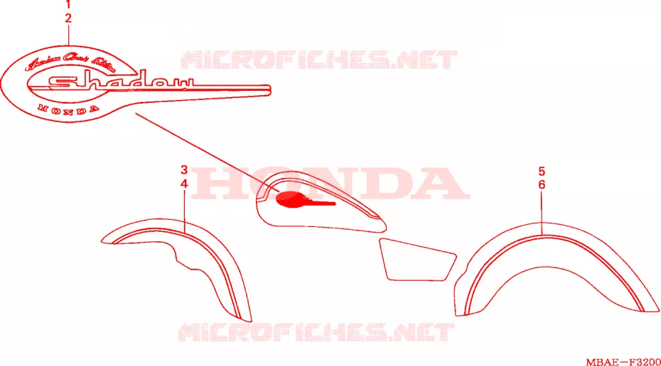 AUTOCOLLANTS Honda MOTO 750 SHADOW 2000  VT750CY
