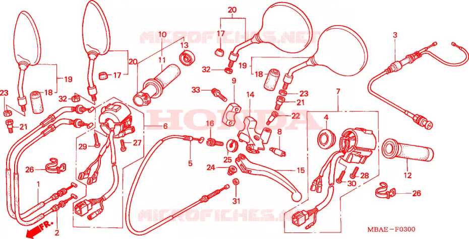 COMMODO - LEVIER - CABLE Honda MOTO 750 SHADOW 2000  VT750C2Y