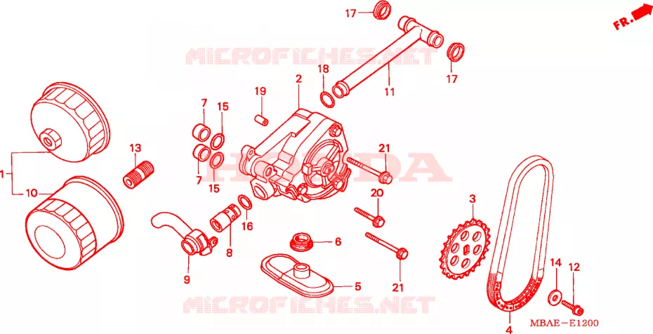 FILTRE A HUILE - POMPE A HUILE Honda MOTO 750 SHADOW 2000  VT750CY