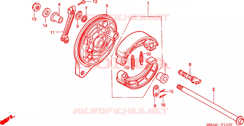 FLASQUE - MACHOIRES DE FREIN ARRIERE Honda MOTO 750 SHADOW 2000  VT750CD3Y