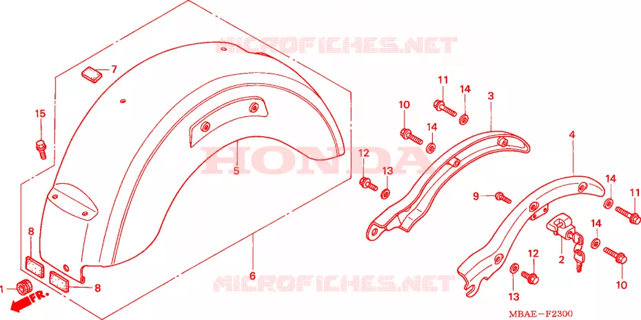 GARDE-BOUE ARRIERE Honda MOTO 750 SHADOW 2000  VT750CD3Y