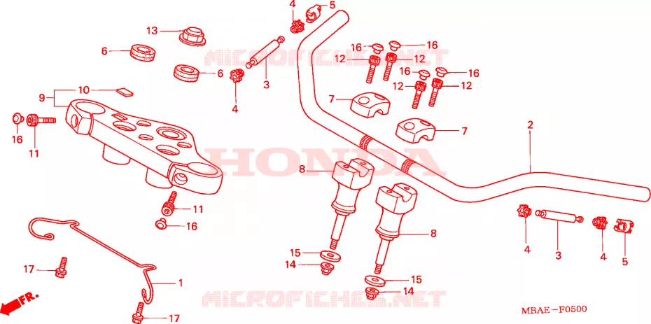 GUIDON - TE DE FOURCHE Honda MOTO 750 SHADOW 2000  VT750C3Y