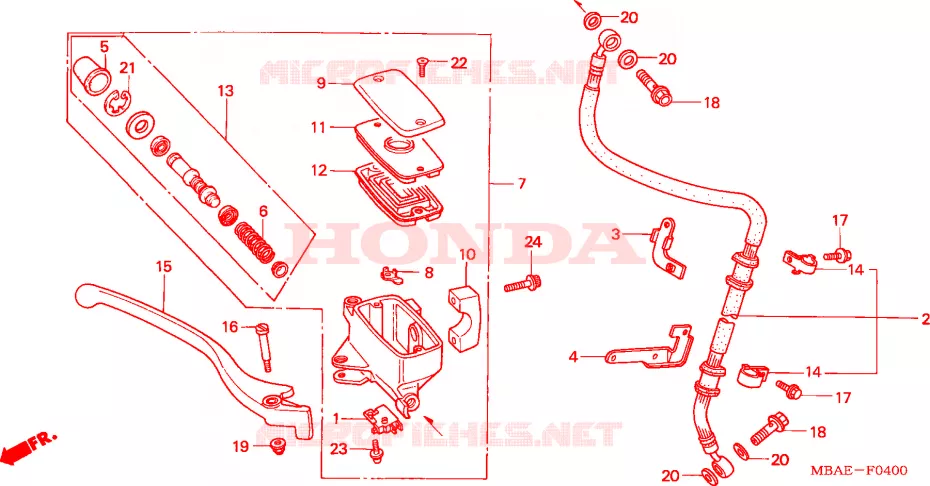 MAITRE CYLINDRE DE FREIN AVANT Honda MOTO 750 SHADOW 2000  VT750C3Y