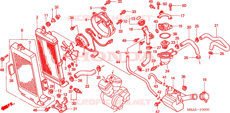 RADIATEUR Honda MOTO 750 SHADOW 2000  VT750C3Y