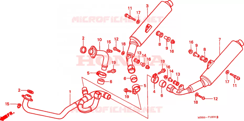 SILENCIEUX D'ECHAPPEMENT Honda MOTO 1000 VTR 2000  VTR1000FY