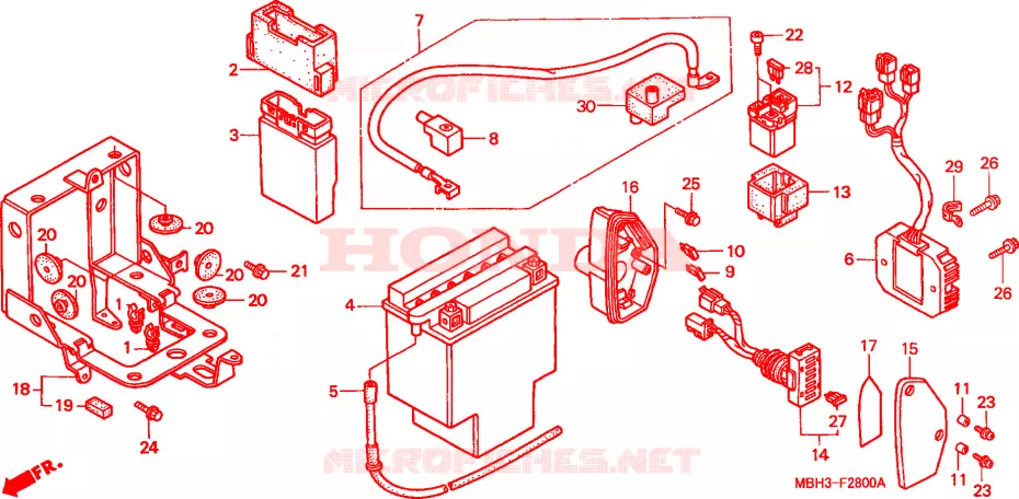 BATTERIE(1) Honda MOTO 1100 SHADOW 2000  VT1100C3Y