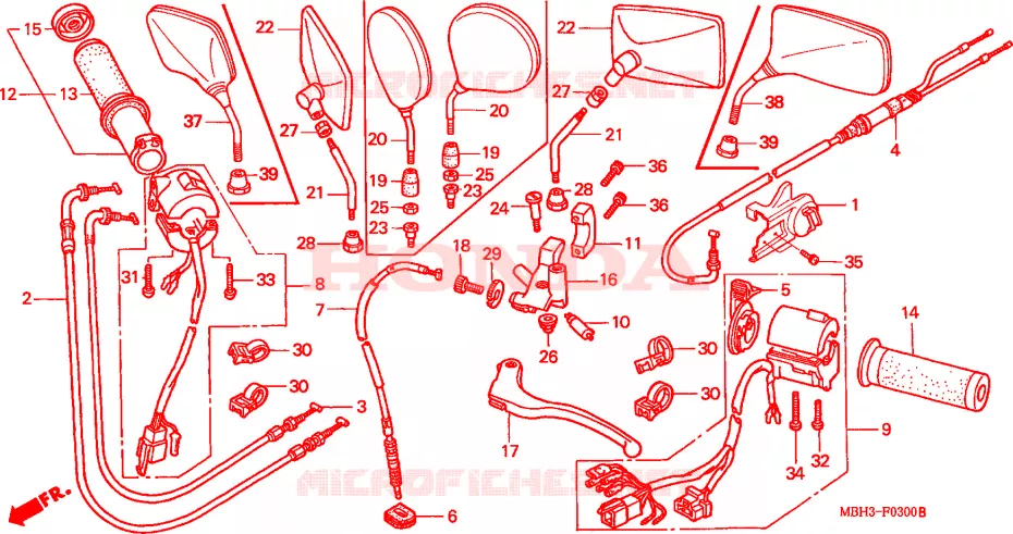 COMMODO - LEVIER - CABLE Honda MOTO 1100 SHADOW 2000  VT1100C3Y