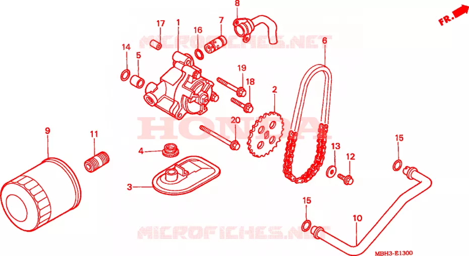 FILTRE A HUILE - POMPE A HUILE Honda MOTO 1100 SHADOW 1998  VT1100C3W