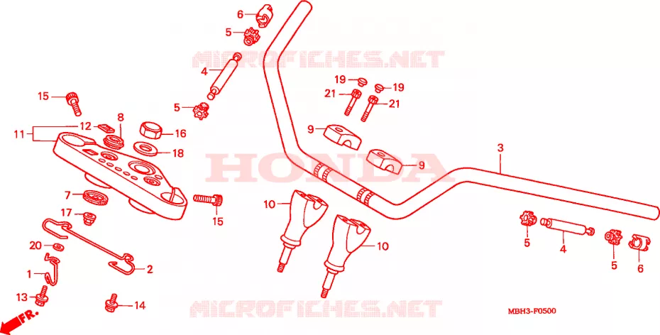 GUIDON - TE DE FOURCHE Honda MOTO 1100 SHADOW 2000  VT1100C3Y