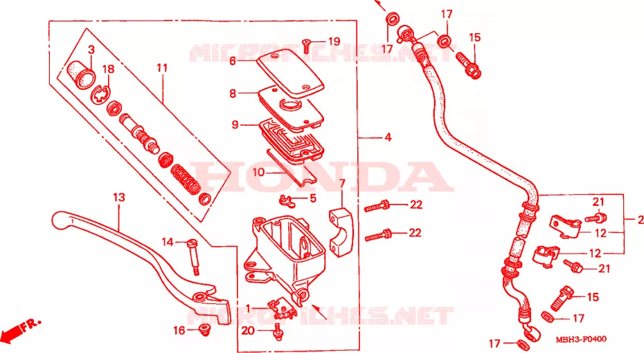 MAITRE CYLINDRE DE FREIN AVANT Honda MOTO 1100 SHADOW 2000  VT1100C3Y