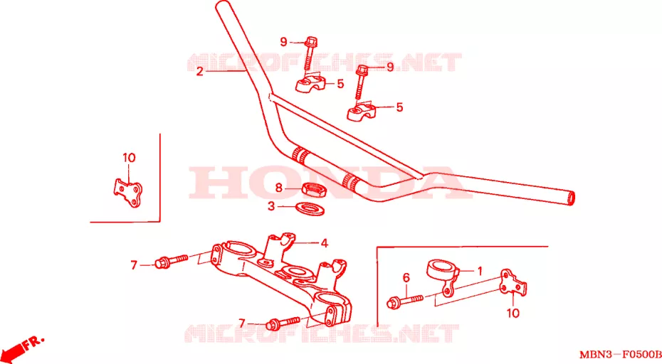 GUIDON - TE DE FOURCHE Honda MOTO 650 XR 2000  XR650RY_ED