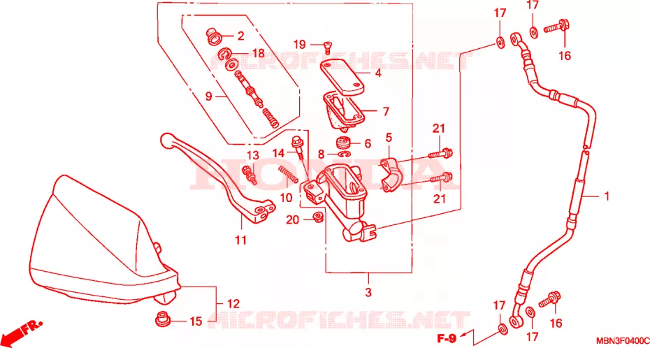 MAITRE-CYLINDRE FREIN AV.(CM) Honda MOTO 650 XR 2003  XR650R3