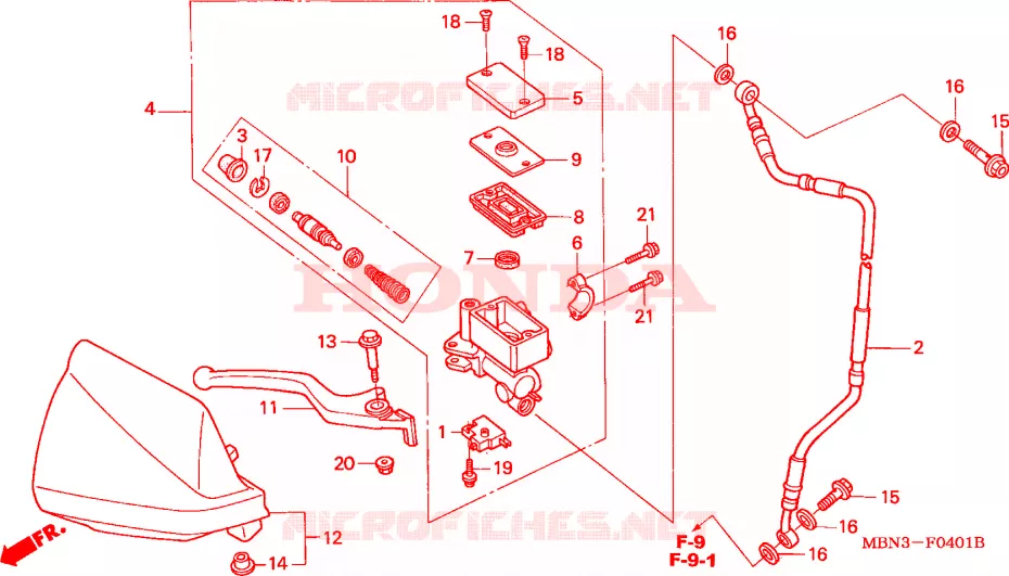 MAITRE-CYLINDRE FREIN AV.(DK/ED/U) Honda MOTO 650 XR 2000  XR650RY
