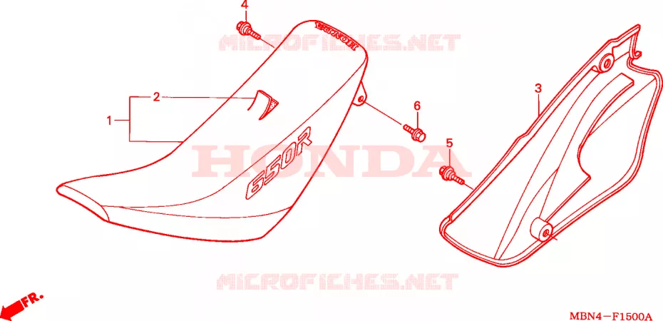 SELLE - COUVERCLE LATERAL DROIT Honda MOTO 650 XR 2002  XR650R2