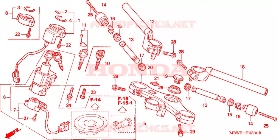 GUIDON - TE DE FOURCHE Honda MOTO 600 CBR 2003  CBR600F3