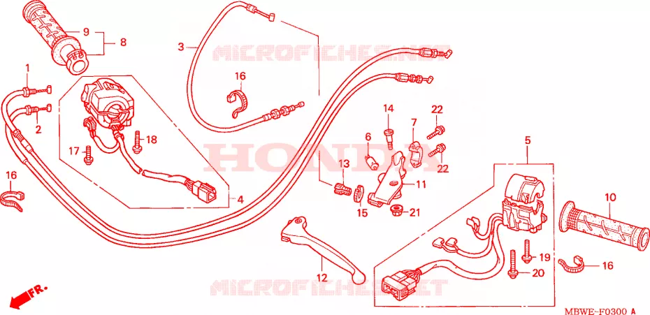 LEVIER DE GUIDON - CABLE - COMMODO Honda MOTO 600 CBR 2002  CBR600F42