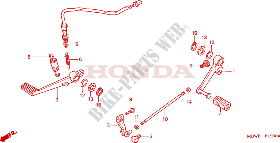 SELECTEUR   PEDALE DE FREIN pour Honda CBR 600 F4 de 2002