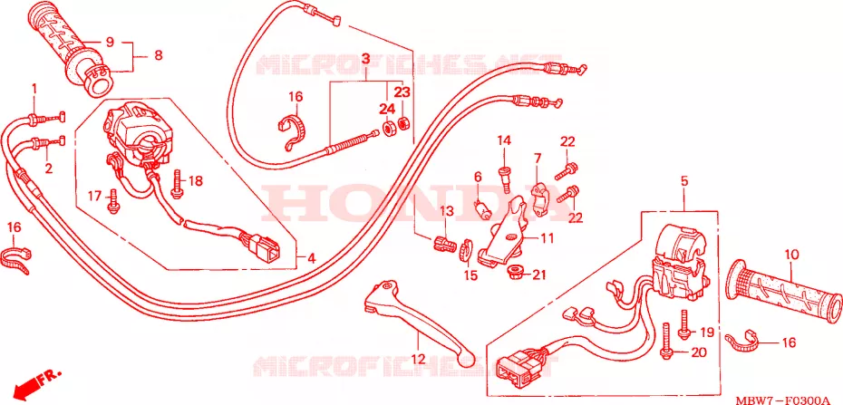 LEVIER DE GUIDON - CABLE - COMMODO Honda MOTO 600 CBR 2005  CBR600F5