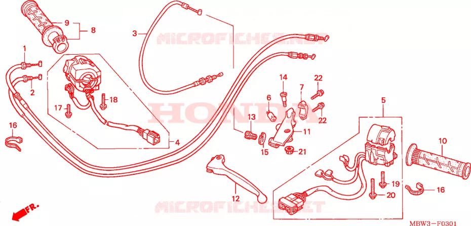 LEVIER DE GUIDON/COMMUTATEUR/CABLE(2) Honda MOTO 600 CBR 2001  CBR600FR1